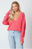 Dana Fuchsia V Neck Sweater