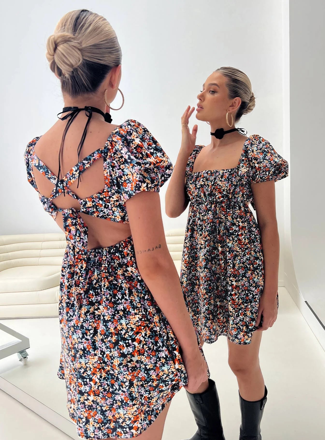 Lets Dance Mini Dress Black Floral