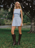 Yennifer Shirred Mini Dress Blue / White Tall
