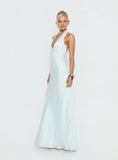 Strawberry Clouds Hotstone Satin Maxi Dress Icy Blue