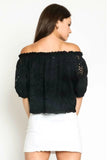 Kaylee Black Eyelet Off the Shoulder Crop Top