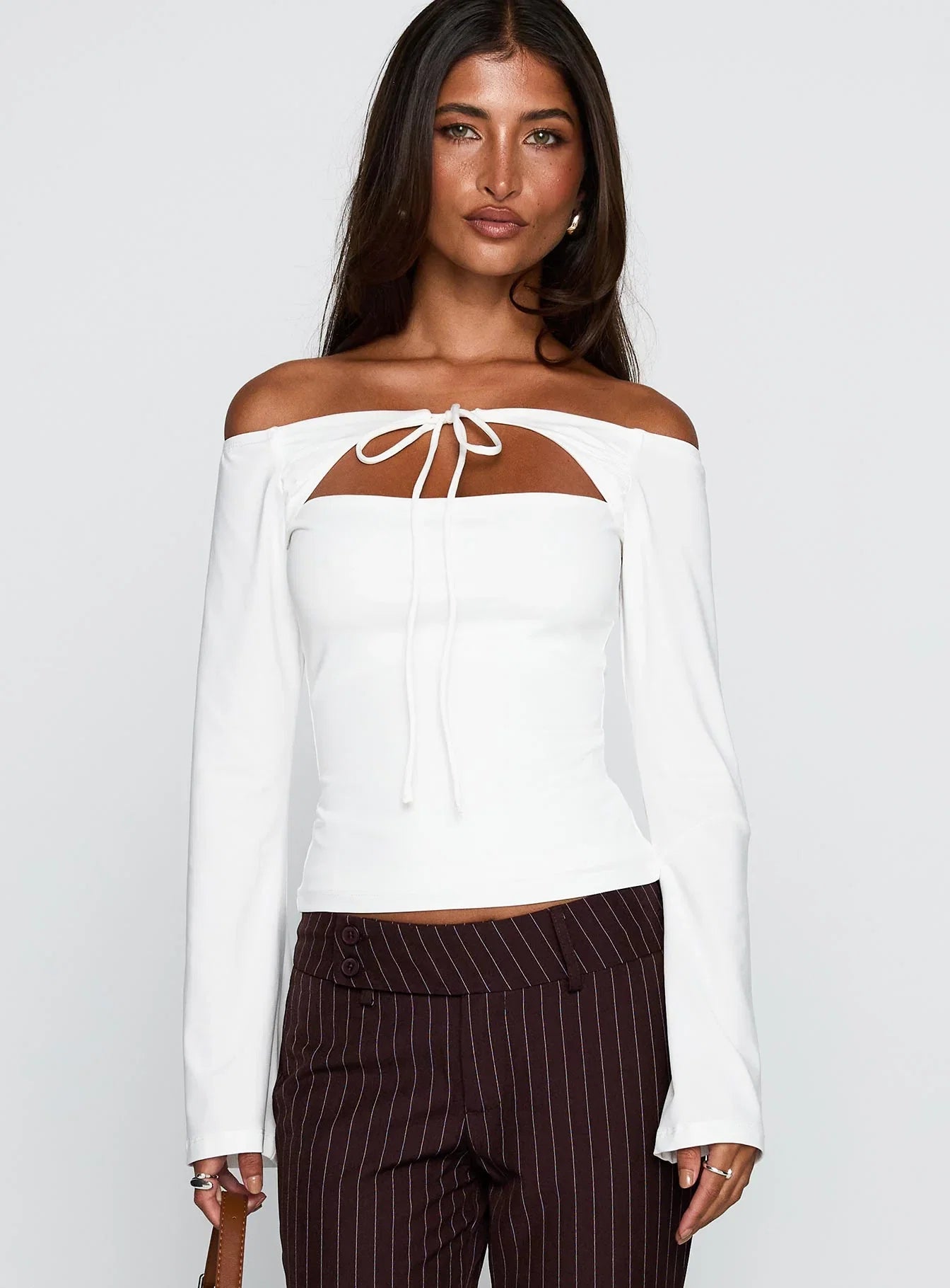 Nevah Long Sleeve Top White
