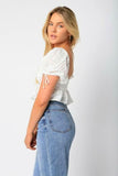 Sweet Blooms White Eyelet Short Sleeve Babydoll Crop Top