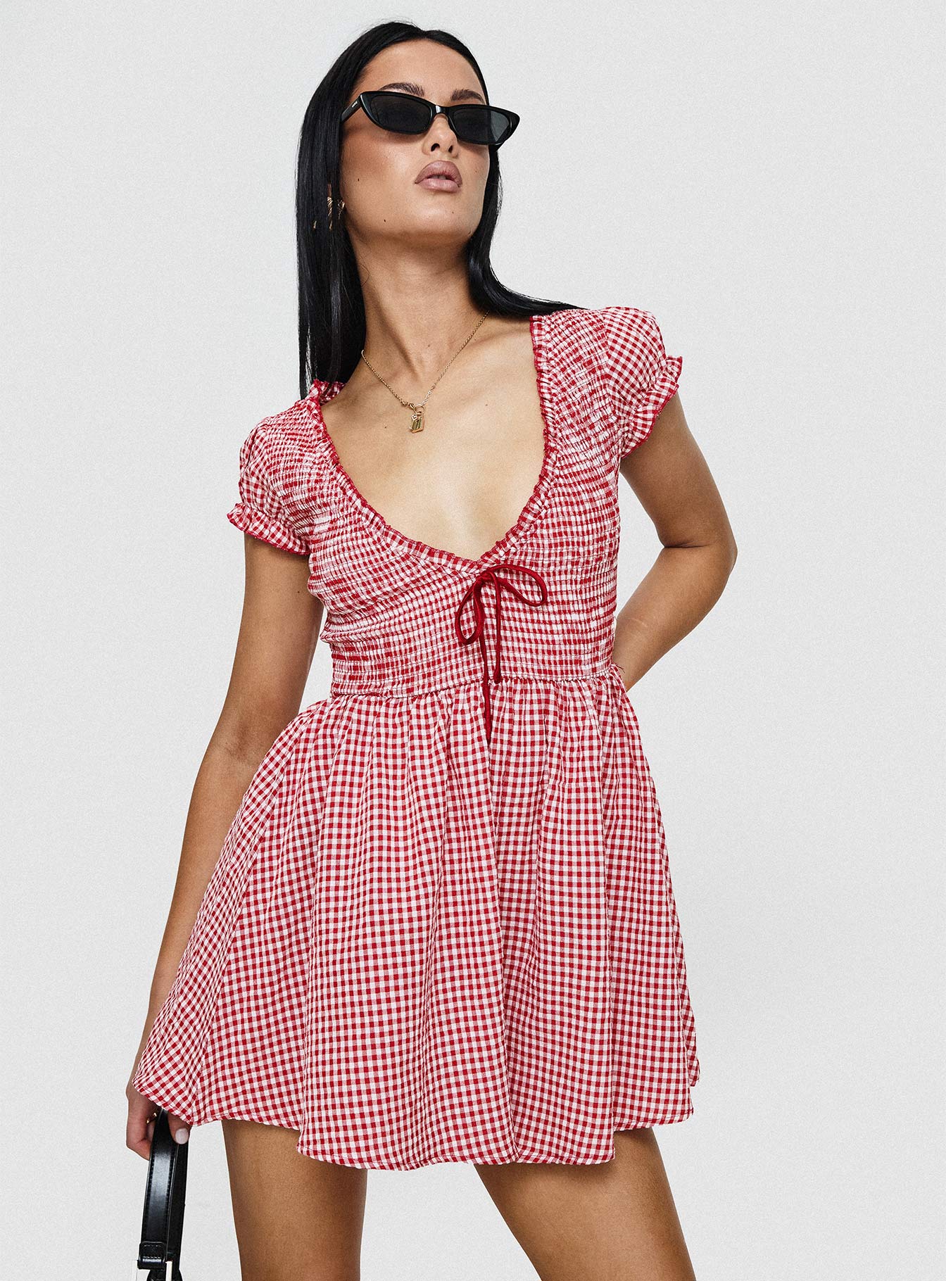 Wescott Gingham Playsuit Red White