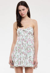 Colette White Purple Strapless Babydoll Dress