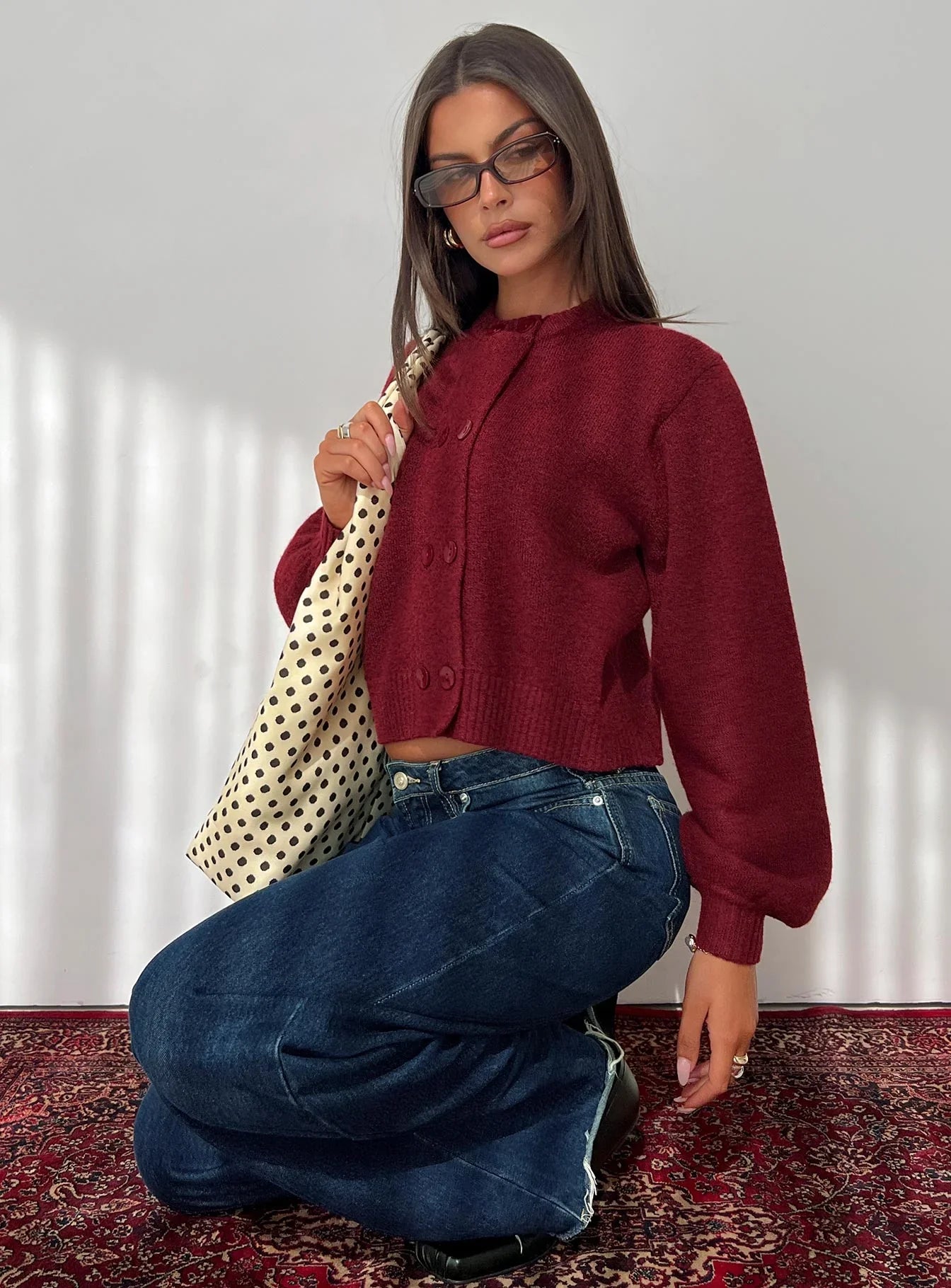Kammi Button Up Cardigan Red