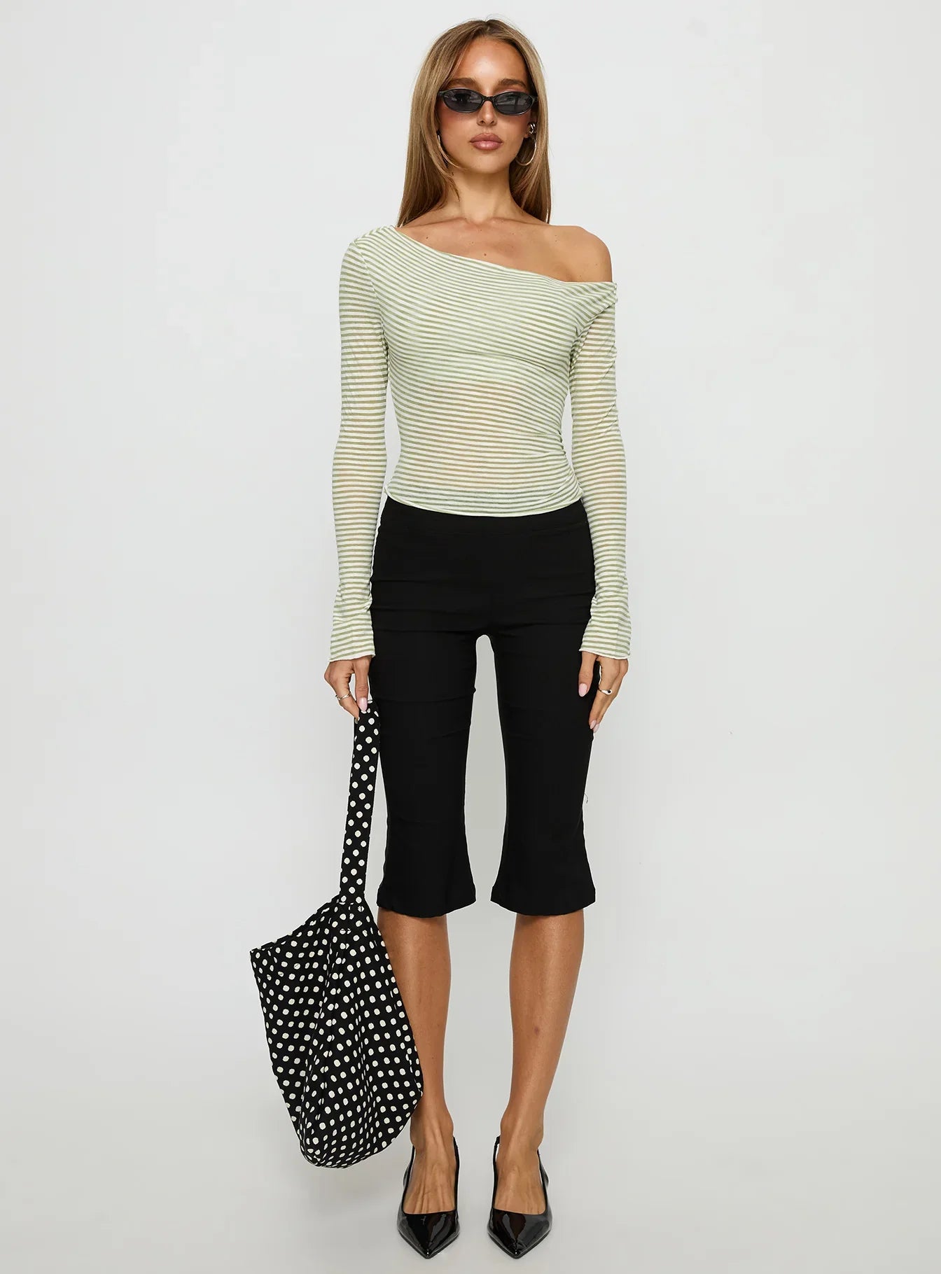 Synergies Long Sleeve Top Sage White Stripe
