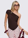 Celyra One Shoulder Bodysuit Chocolate
