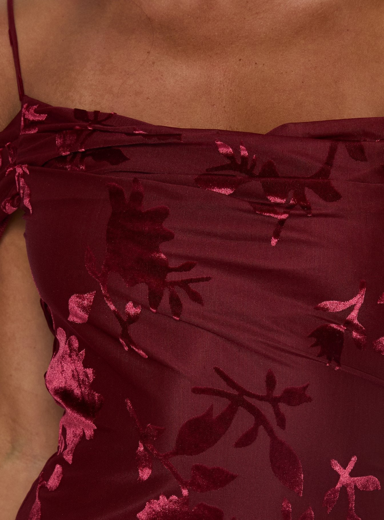 Green Gables Burnout Maxi Dress Burgundy