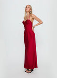 Costella Halter Satin Maxi Dress Red