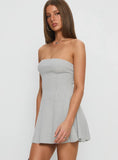 Dalilah Strapless Rib Knit Mini Dress Grey