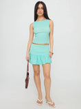 Rosamarie Shirred Mini Skirt Aqua