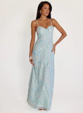 Believe In Love Embroidered Maxi Dress Blue
