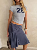 Joaney Tie Side Jersey Midi Skirt Slate