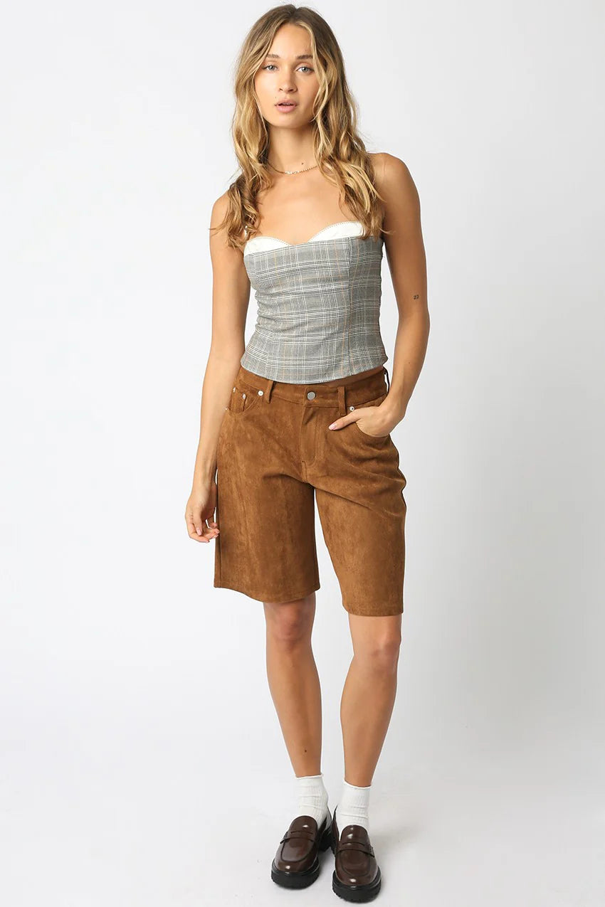 Kendall Grey Plaid Bustier Corset Top