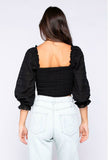 Mikayla Black Ruched Crop Top