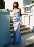 On Postcards Tie Split Maxi Dress Blue
