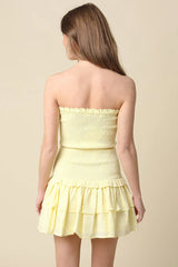 Aimee Yellow Eyelet Strapless Mini Dress