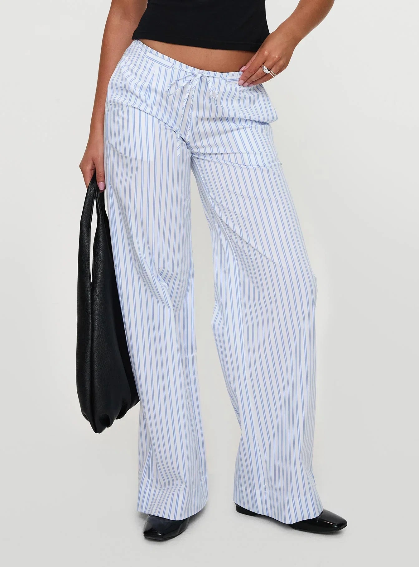 Collied Low Rise Pants Blue White Stripe