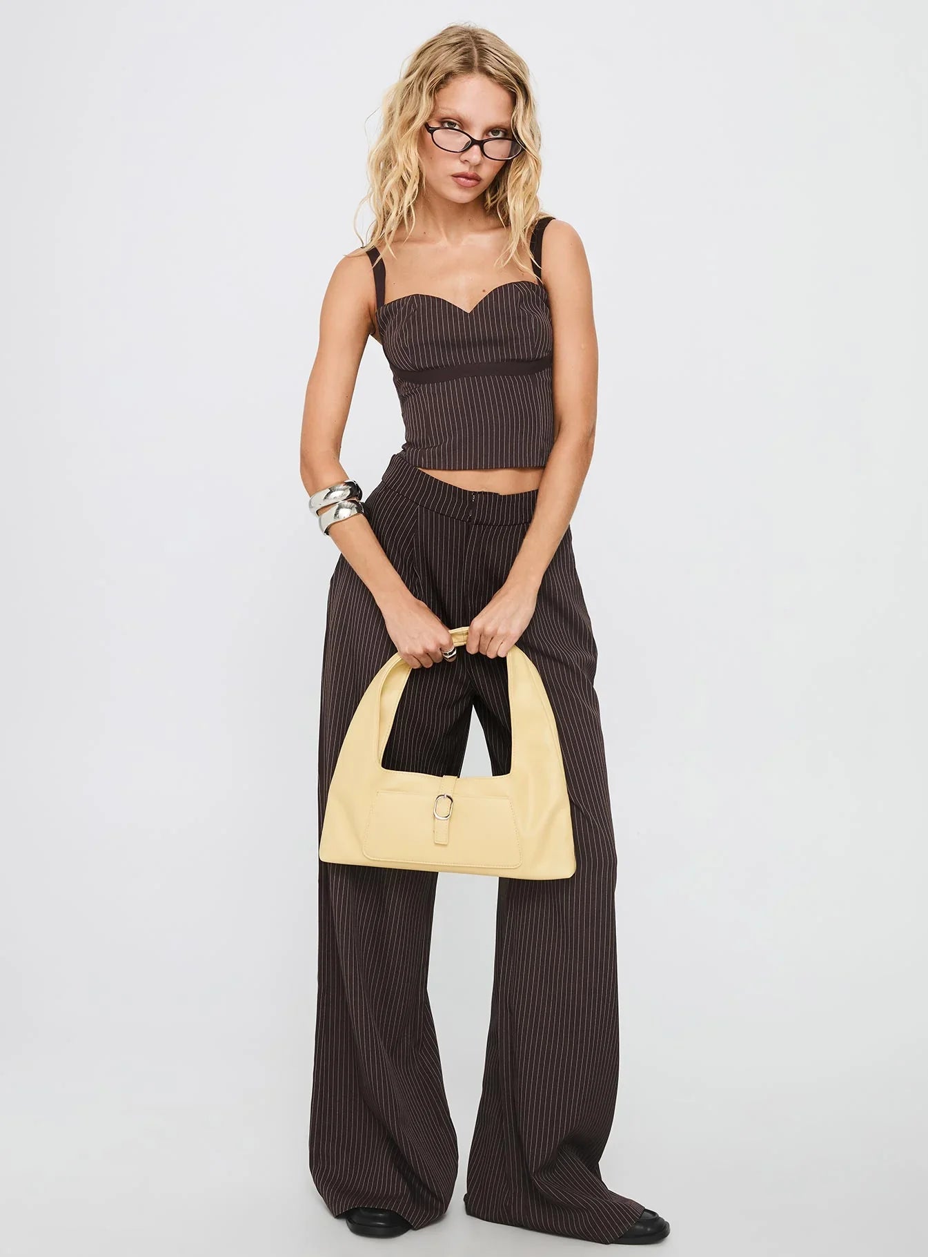 Briana Set Chocolate Pinstripe