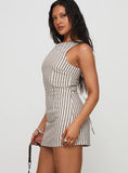Yumiko Romper Brown Stripe Petite