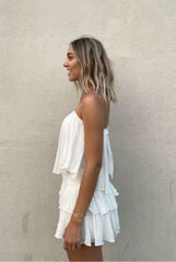Monaco White Strapless Ruffle Romper