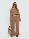 Retreat Raw Edge Off Shoulder Jumper Cocoa