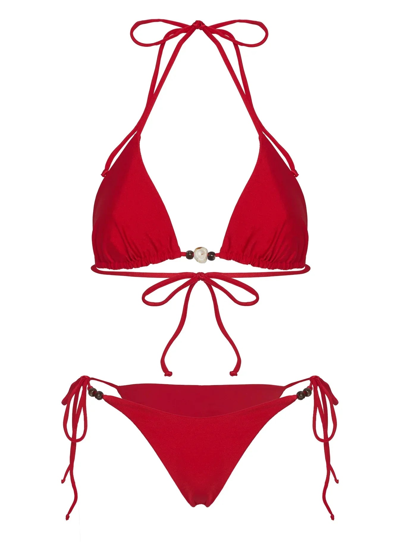 Nevaeh Beaded Bikini Top Red Shimmer