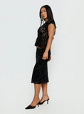 Atira Midi Skirt Leaf Flower Black
