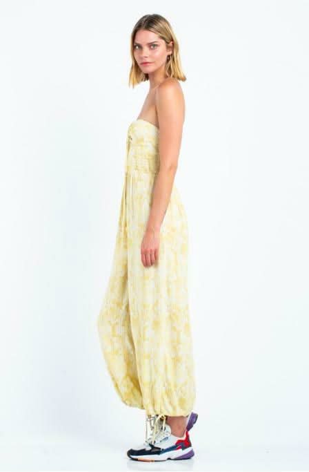 Porto Carra Snake Print Strapless Jumpsuit