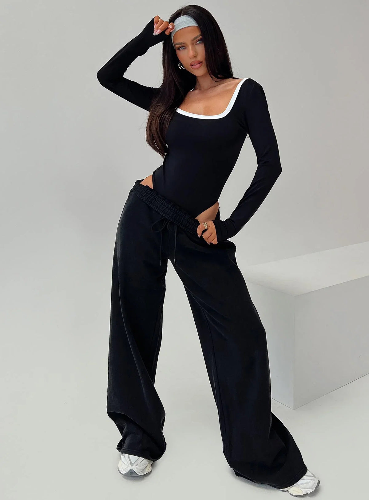 Ender Contrast Trim Bodysuit Black
