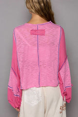 Alina Pink Round Neck Oversized Top