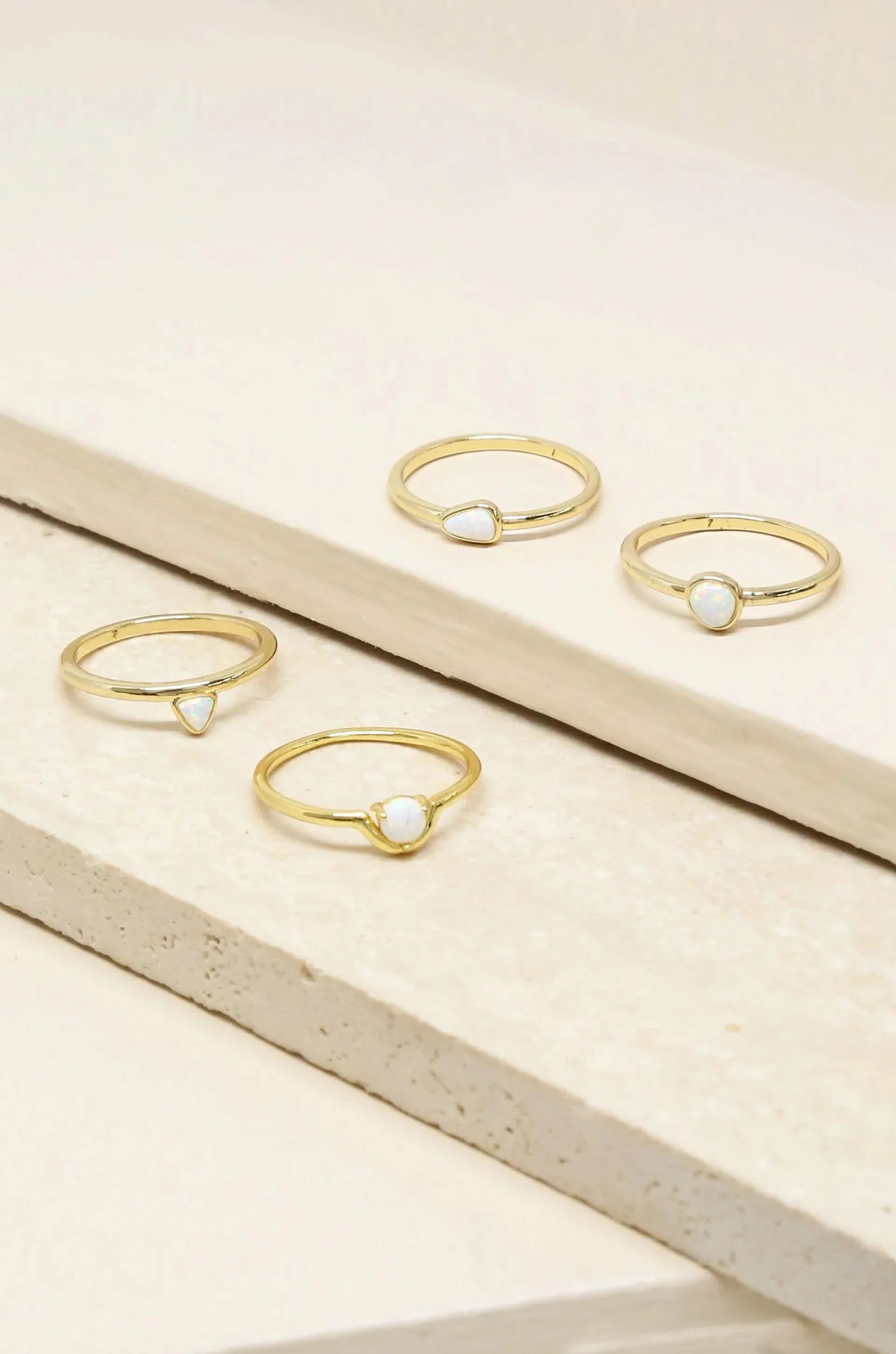 True Opal Stackers 18k Gold Plated Ring Set of 4