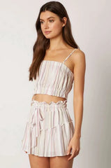 Lia Pink Striped Cropped Two Piece Skort Set