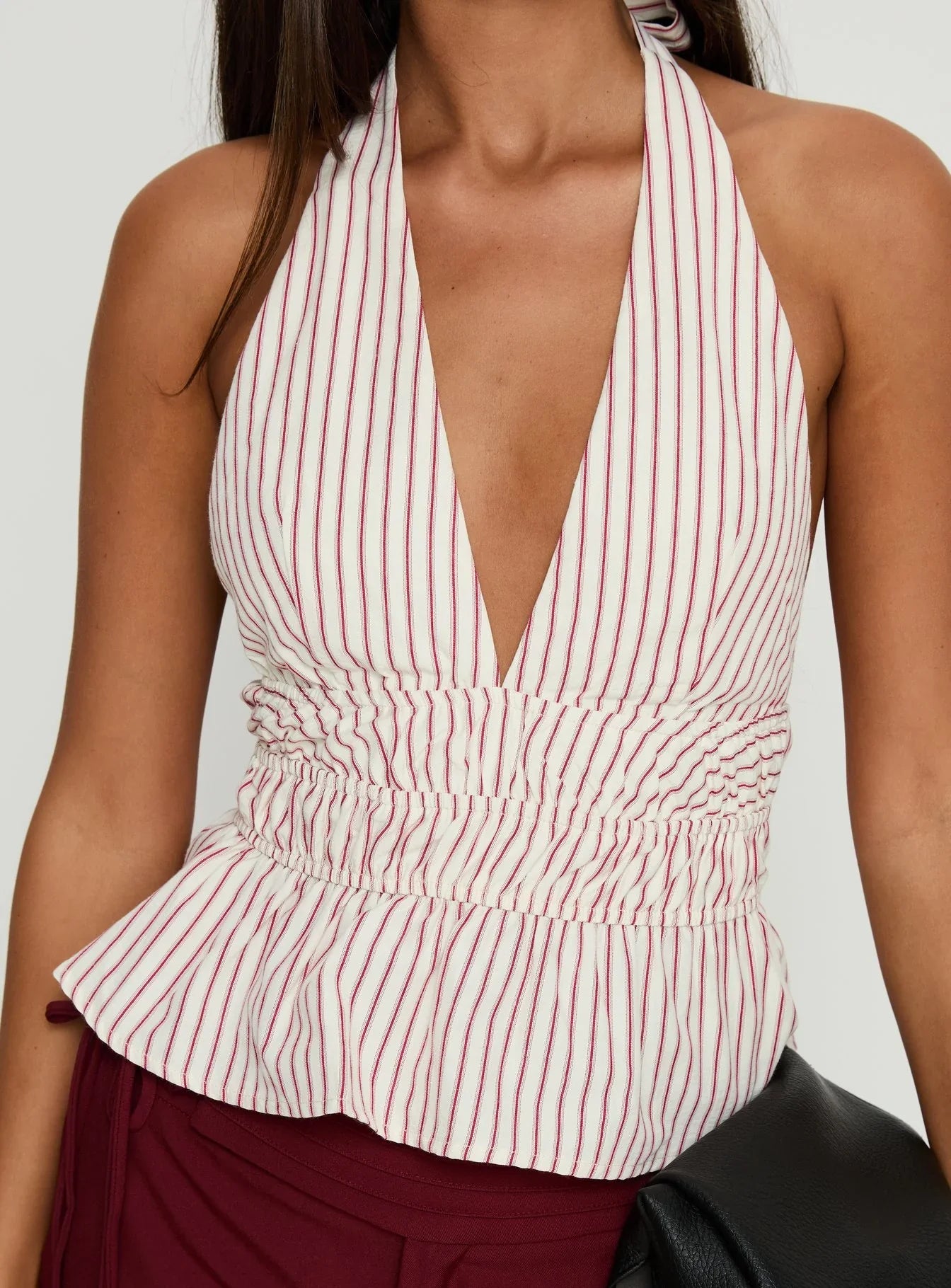 Perpetua Halter Neck Top Red / White Stripe