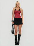 Joylene Lace Up Corset Red Black