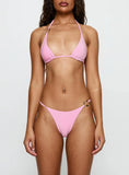 Aimi Glitter Tie Side Bikini Bottoms Pink