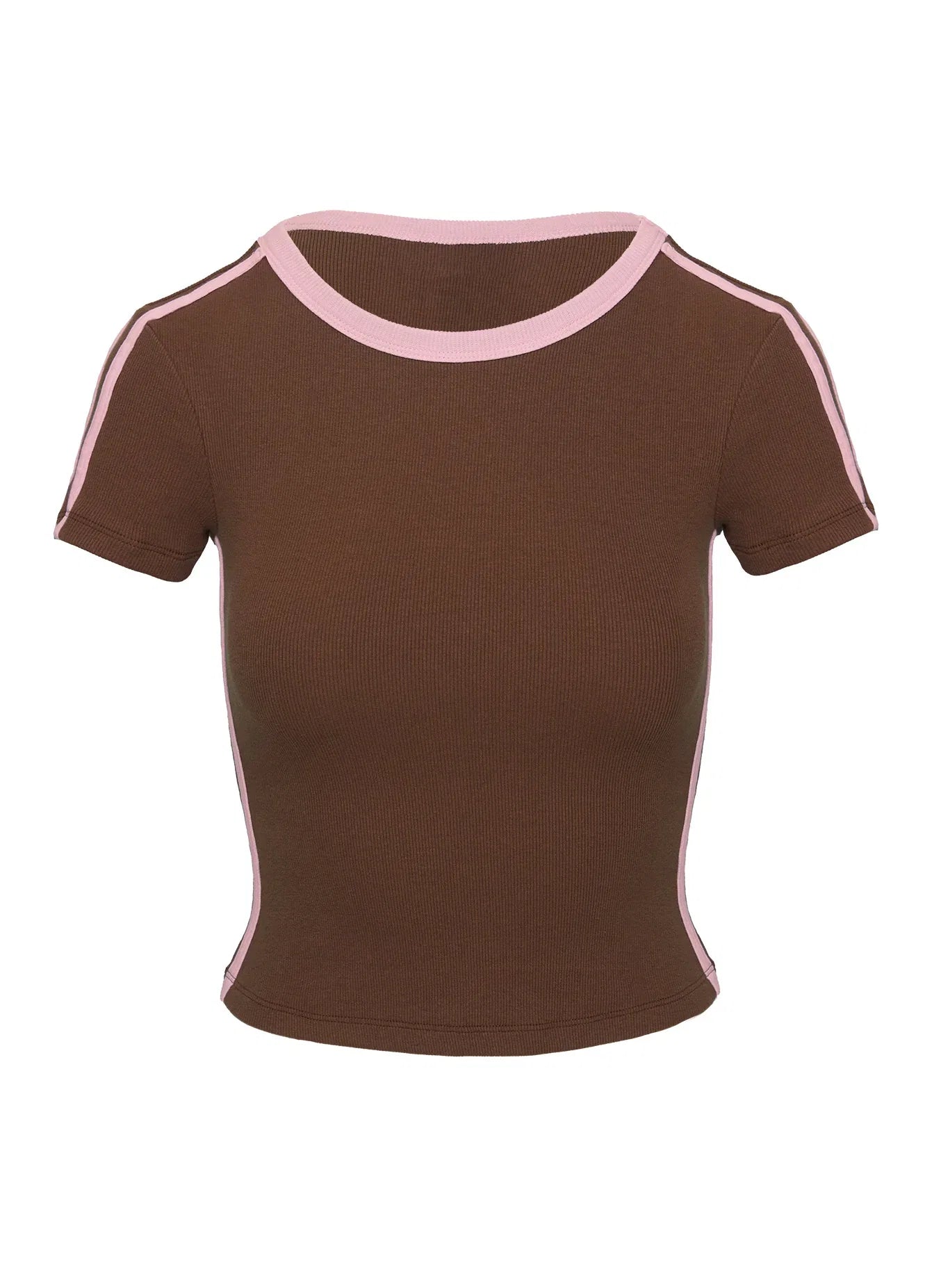 Baseline Scoop Rib Tee Brown Pink