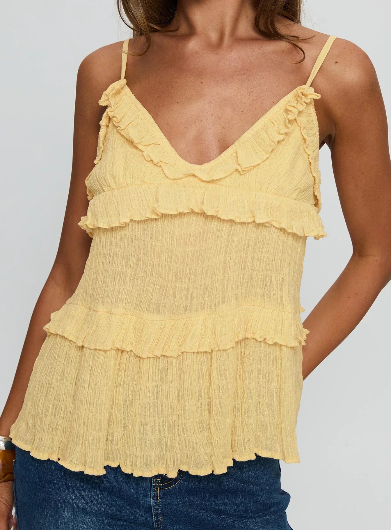 Jorjia Ruffle Cami Top Yellow