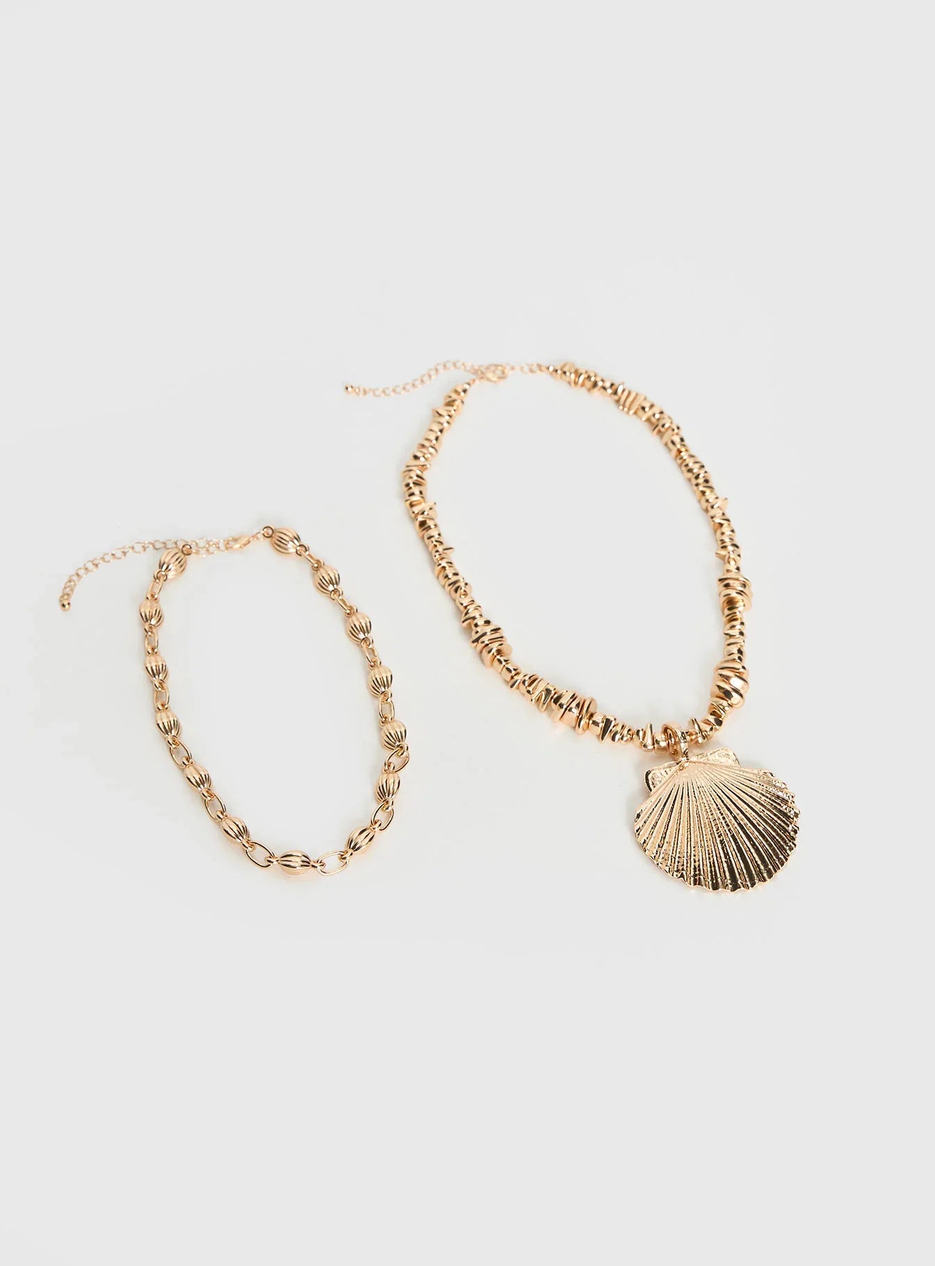 Clear Vision Shell Layered Necklace Gold