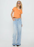 That Way V Neck Top Orange White