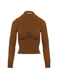 Valley Girls Ruched Long Sleeve Top Brown