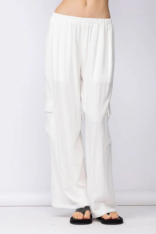 Newport White Linen Blend Pants