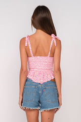 Elyse Pink Floral Peplum Top