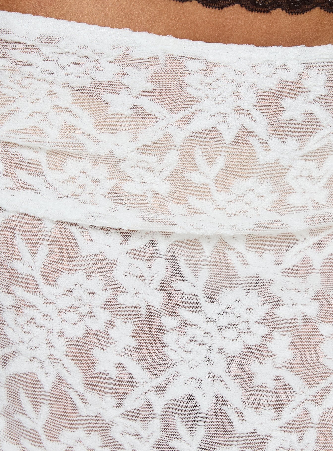 Toscani Lace Frill Midi Skirt White
