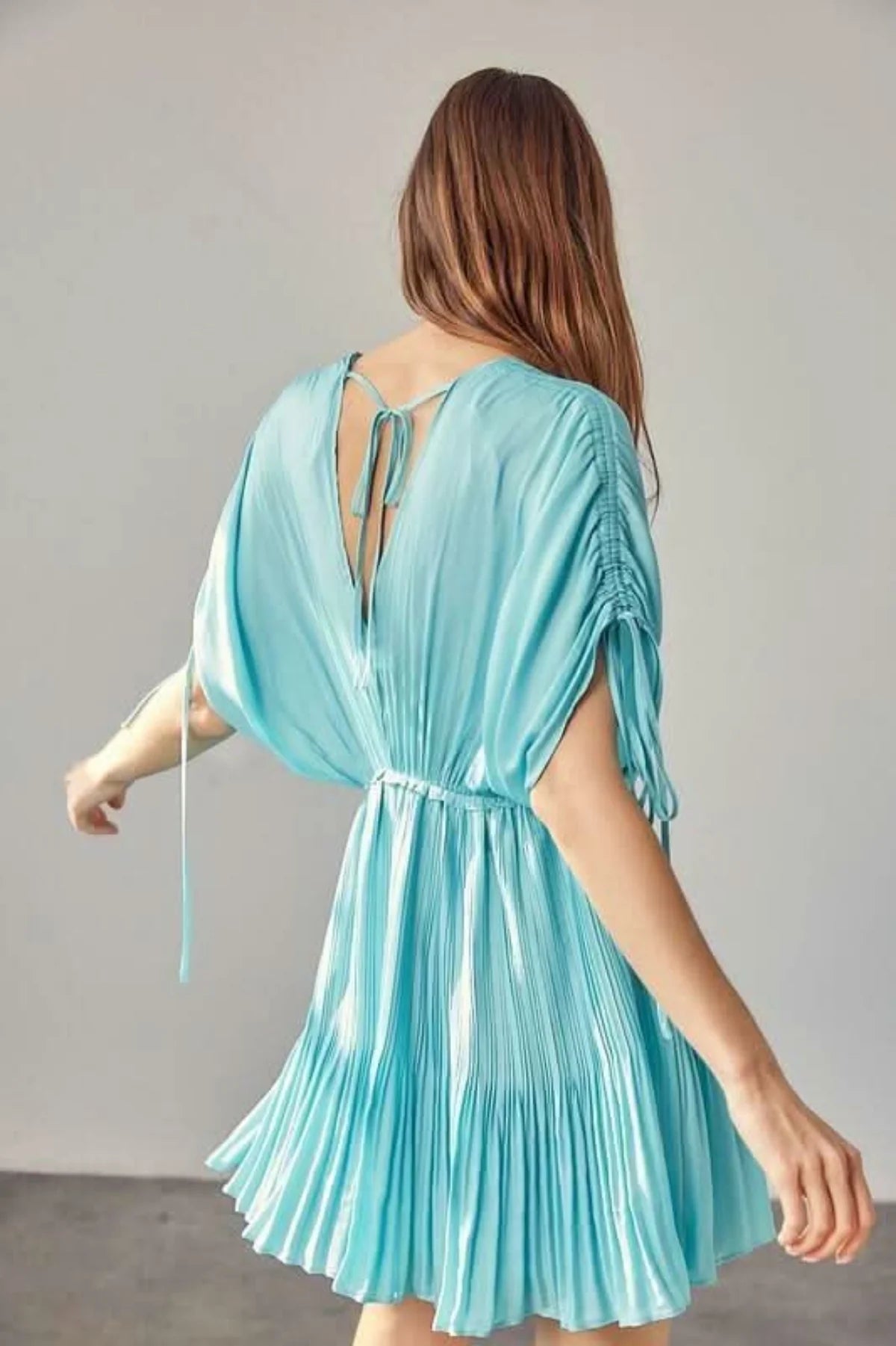 Kayla Milky Blue Dolman Short Sleeve Mini Dress