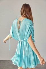 Kayla Milky Blue Dolman Short Sleeve Mini Dress