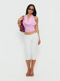 Ronay Plunge Neck Backless Top Pink