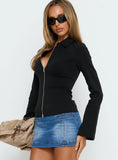 Aviela Zip Up Long Sleeve Top Black