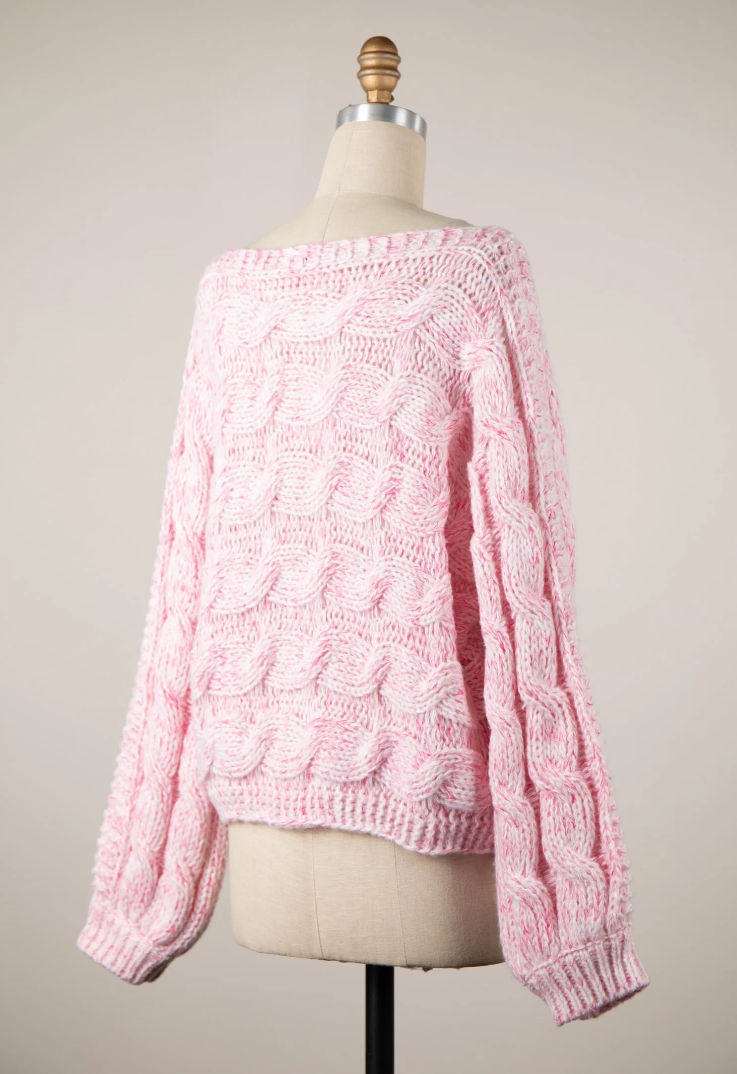 Willow Light Pink Oversized Cable Knit Sweater
